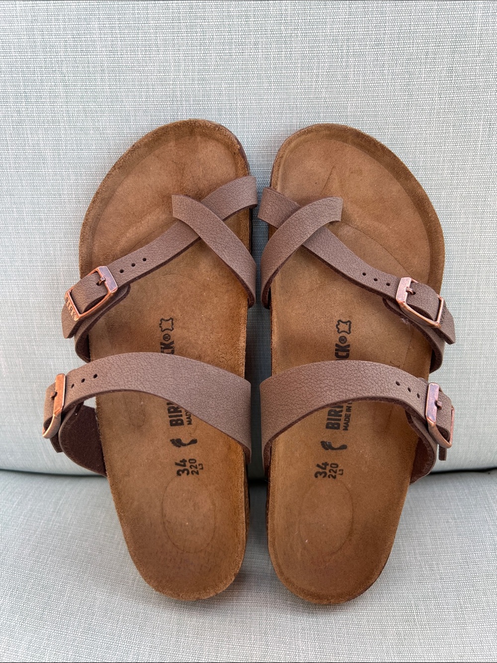 Never worn like NWOB Birkenstock Kids Brown Double-Strap Sandals sz 34 euro